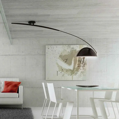Arched black aluminum shade floor lamp for living room