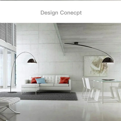 Arched black aluminum shade floor lamp for living room