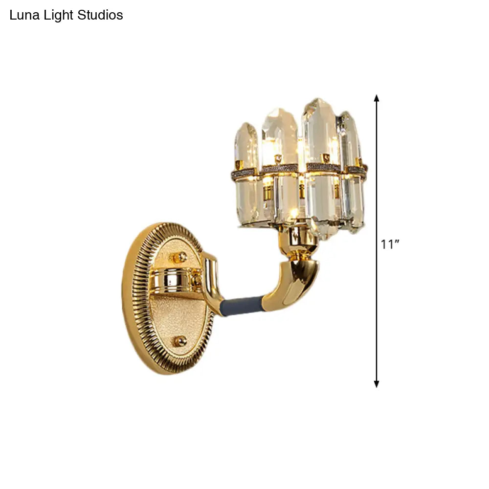 DecorBites™ Arched Wall Mount Lamp: Postmodern Crystal Panel Bedside Lighting (Blue/Gold)