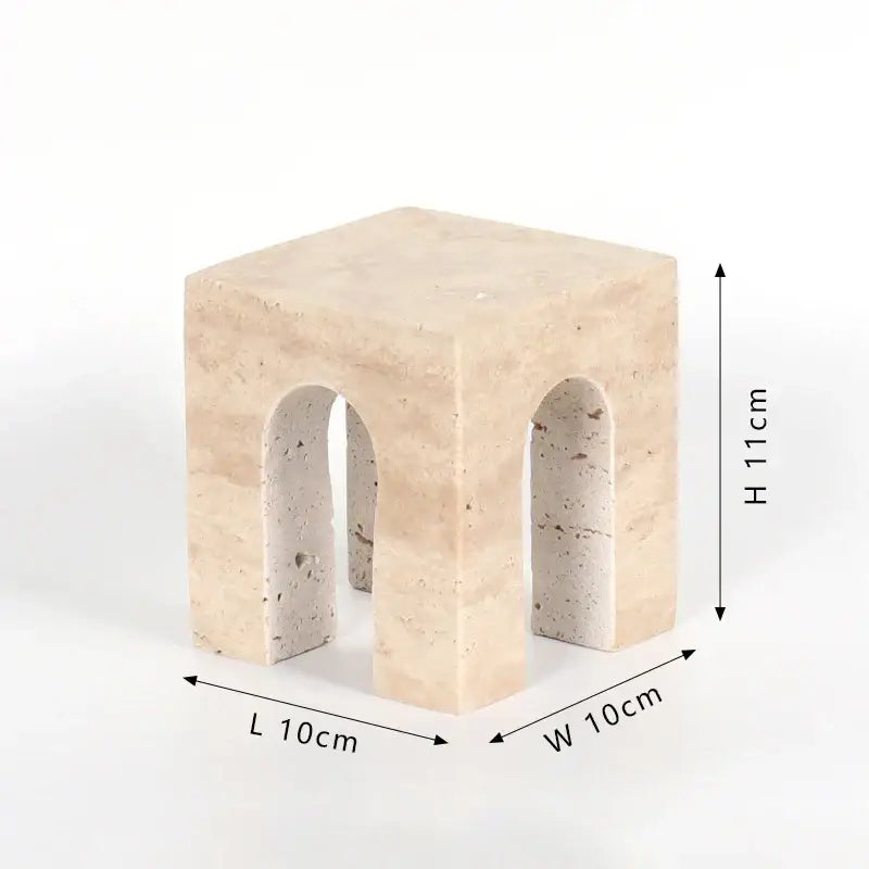 Architectural beige travertine coffee table cabinet living room stool
