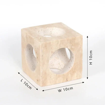 Architectural beige travertine coffee table cabinet living room stool