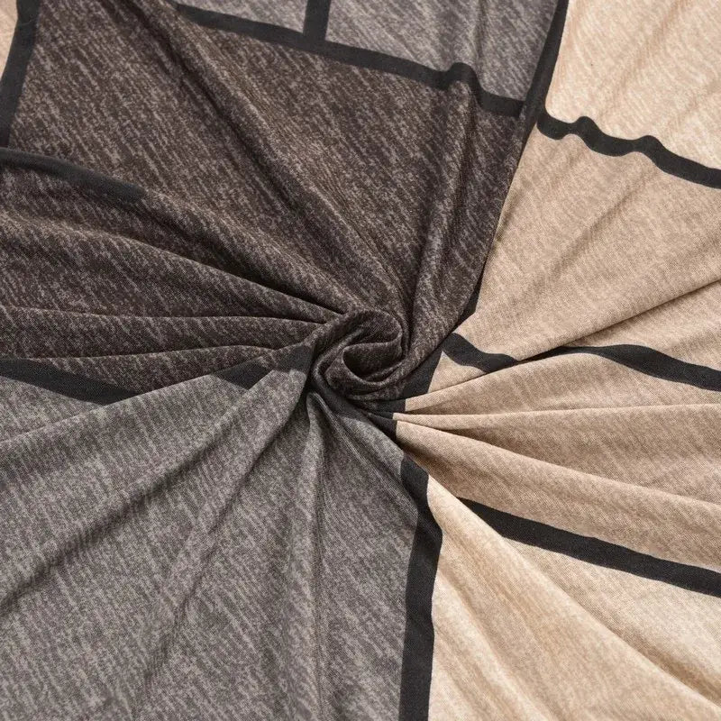 Argyle beige & dark gray elastic armless futon sofa cover living room