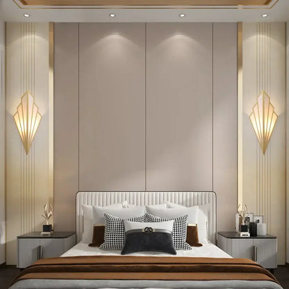 Art deco black and cream led wall lamp bedroom fan sconce