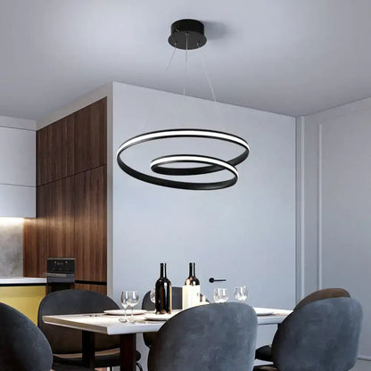 Art deco black & gold led suspension light fixture – dining room