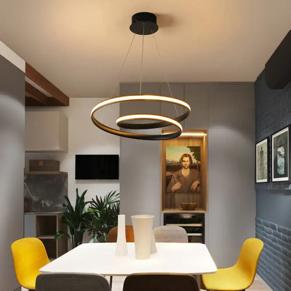 Art deco black & gold led suspension light fixture – dining room