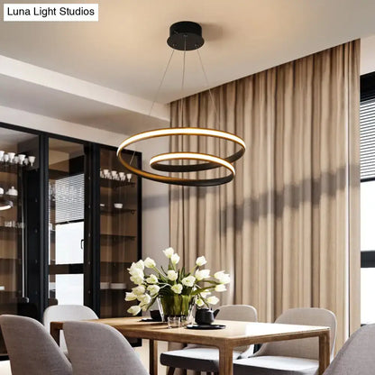Art deco black & gold led suspension light fixture – dining room