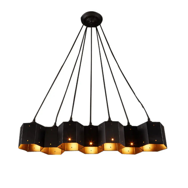 DecorBites™ Art Deco Black Metal Honeycomb Island Ceiling Light for Dining Room