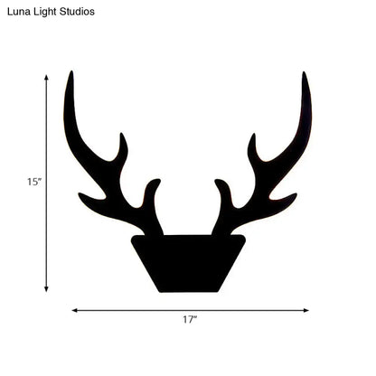 Art deco black & white antler light fixture bedroom wall sconce