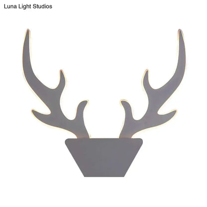 Art deco black & white antler light fixture bedroom wall sconce
