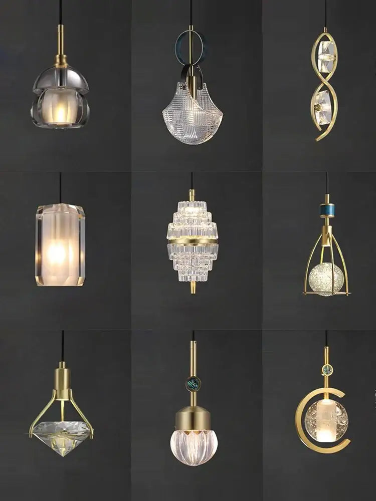 Art deco brass crystal led ceiling chandelier dining room pendant
