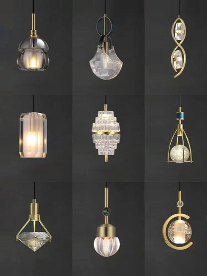 Art deco brass crystal led ceiling chandelier dining room pendant