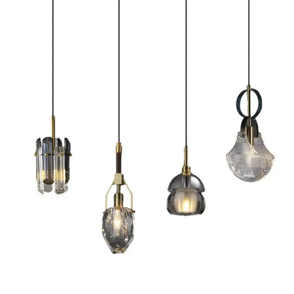 Art deco brass crystal led ceiling chandelier dining room pendant