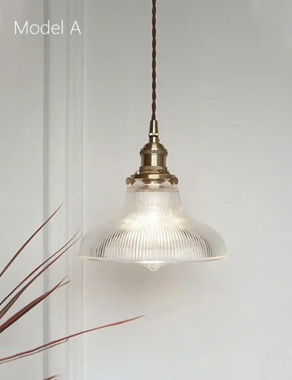 Art deco brass glass retro chandelier dining room pendant light