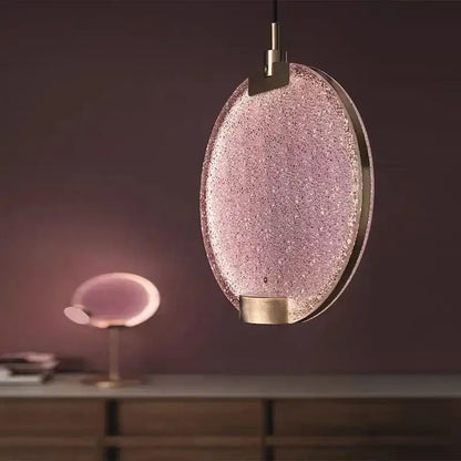 Art deco clear pink glass pendant light kitchen led sphere
