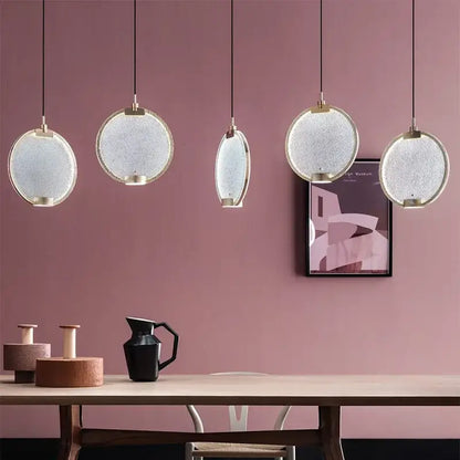 Art deco clear pink glass pendant light kitchen led sphere