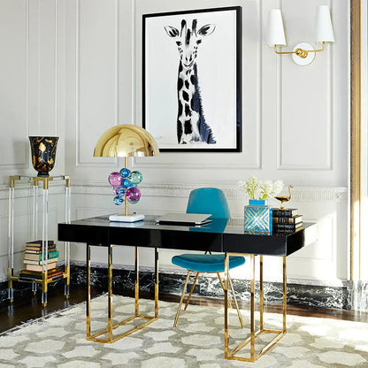 Art deco gold and crystal bubble led desk lamp bedroom marble base