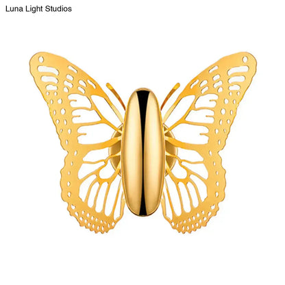 Art deco gold butterfly wall sconce kids room metal lamp