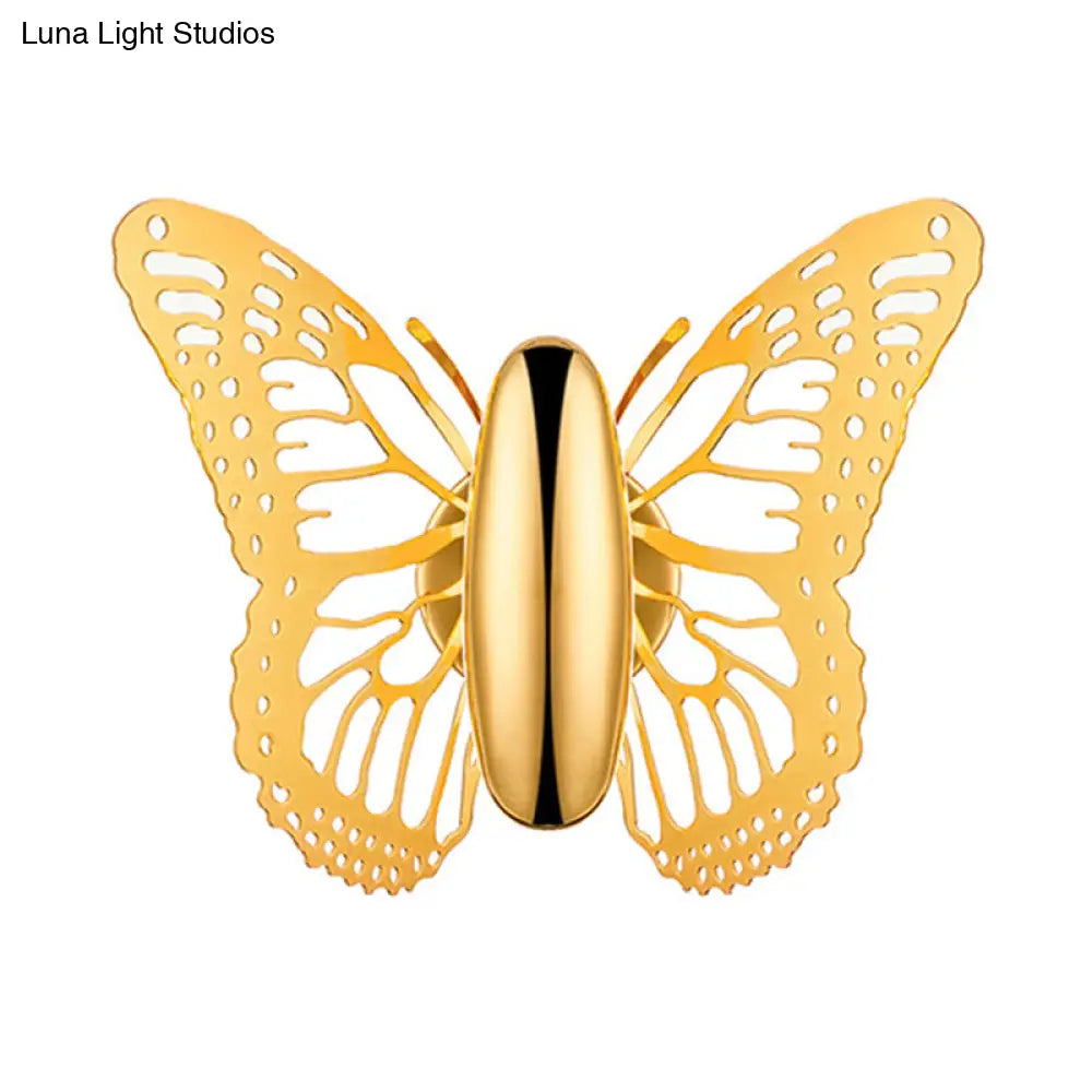 DecorBites™ Art Deco Gold Butterfly Wall Sconce - Single Light Metal Wall Lamp for Kids Room