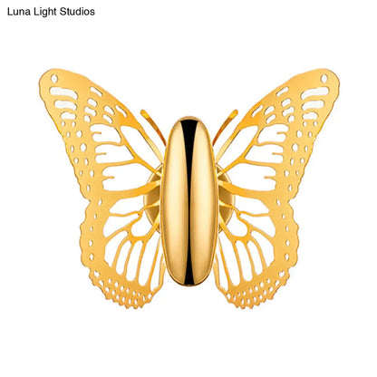 DecorBites™ Art Deco Gold Butterfly Wall Sconce - Single Light Metal Wall Lamp for Kids Room