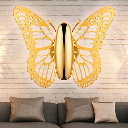 DecorBites™ Art Deco Gold Butterfly Wall Sconce - Single Light Metal Wall Lamp for Kids Room
