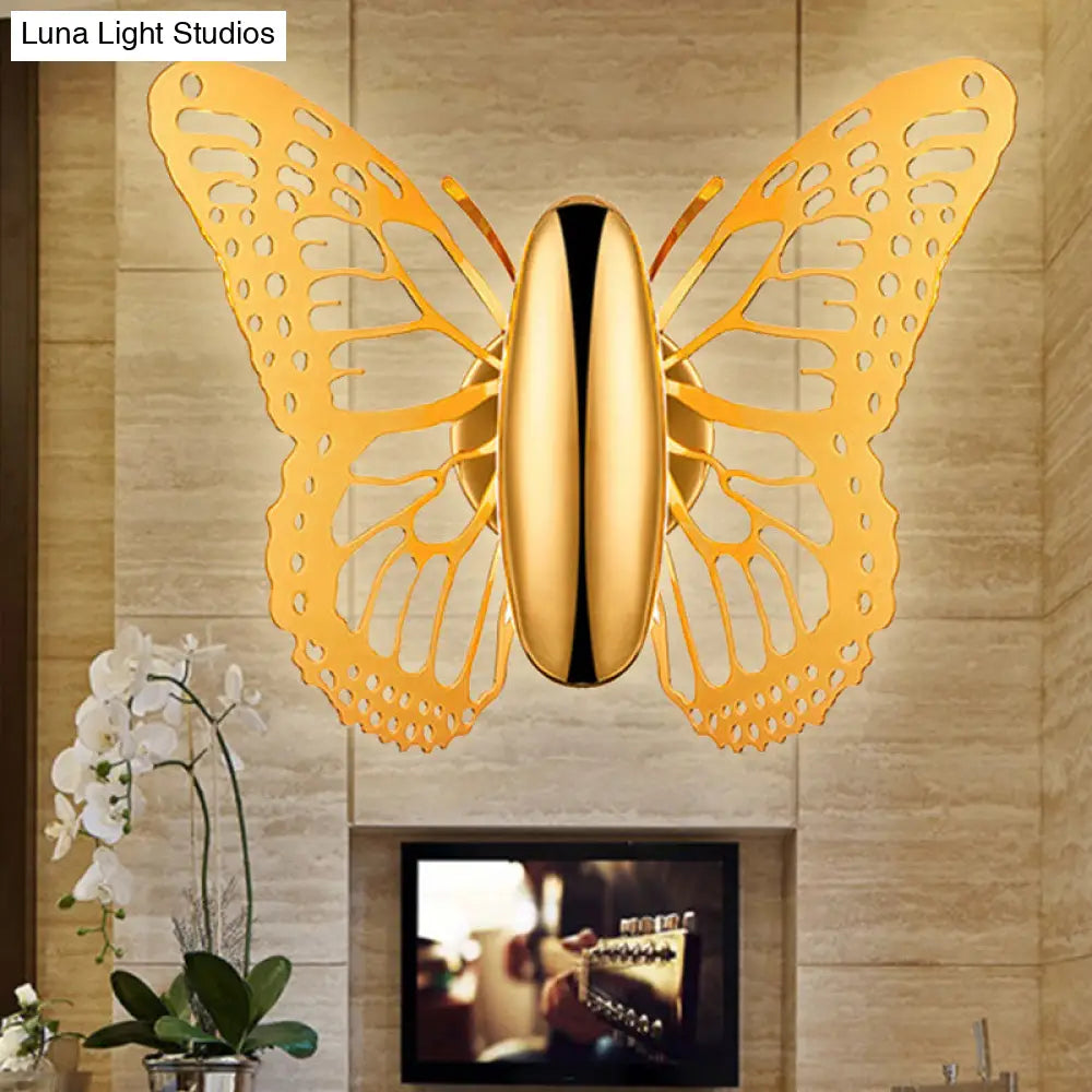 DecorBites™ Art Deco Gold Butterfly Wall Sconce - Single Light Metal Wall Lamp for Kids Room