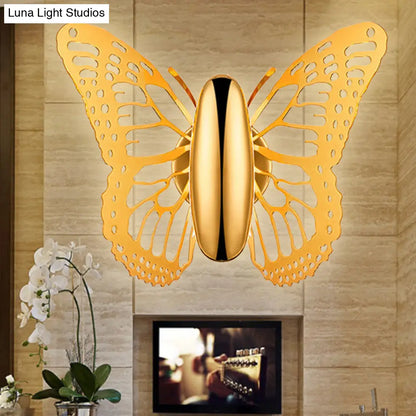 DecorBites™ Art Deco Gold Butterfly Wall Sconce - Single Light Metal Wall Lamp for Kids Room