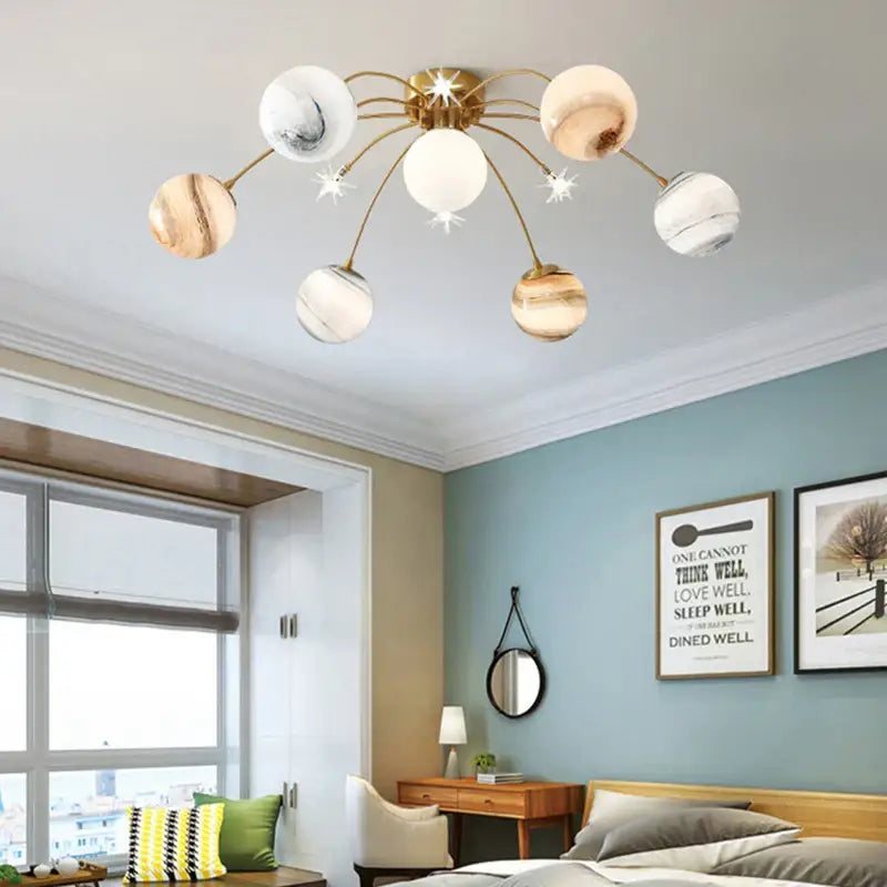 Art deco gold planet ball pendant lamp dining room hanging light
