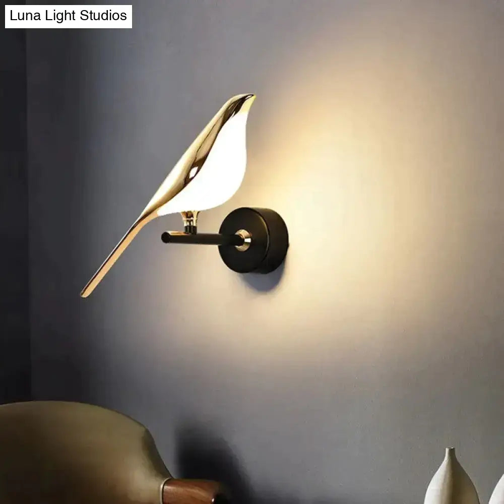 Art deco gold swan wall lamp with crystal for bedroom bedside