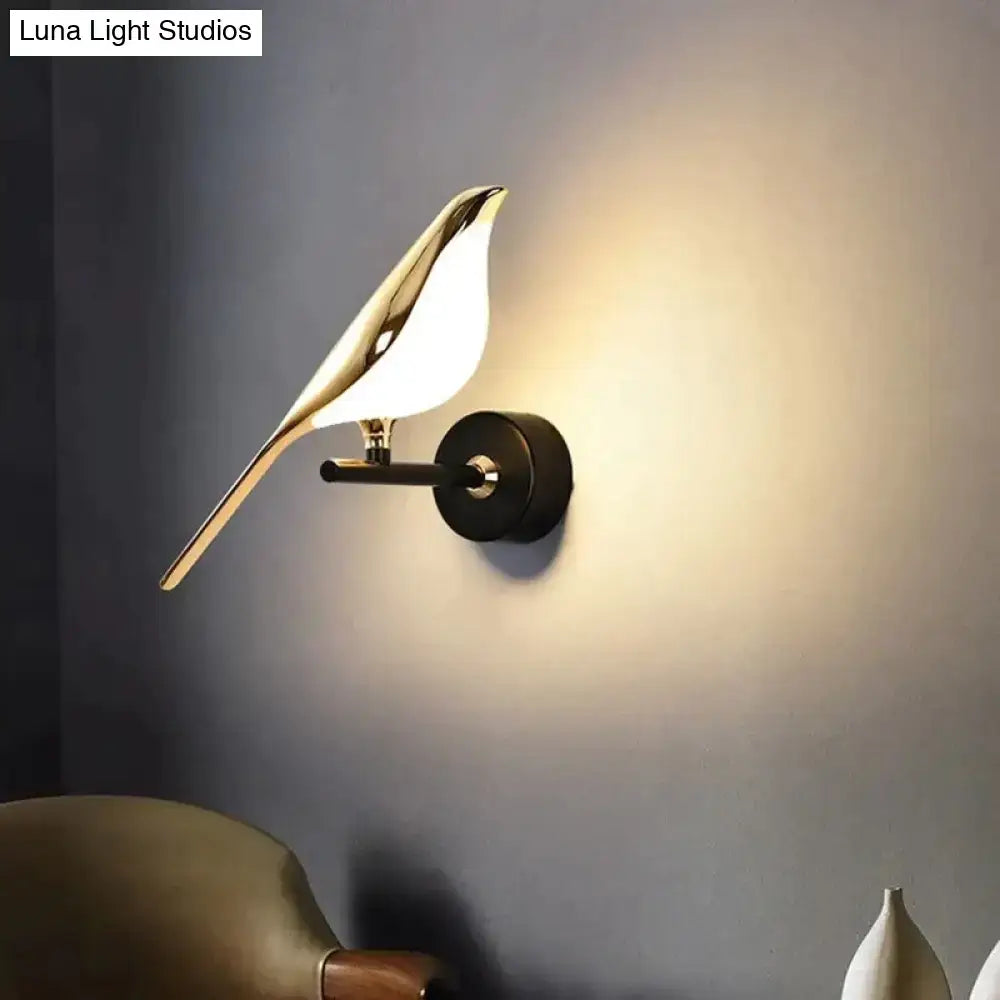 Art deco gold swan wall lamp with crystal for bedroom bedside