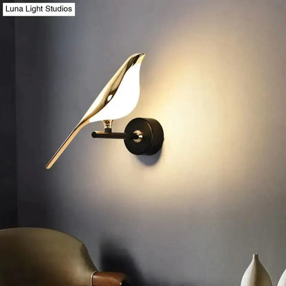Art deco gold swan wall lamp with crystal for bedroom bedside