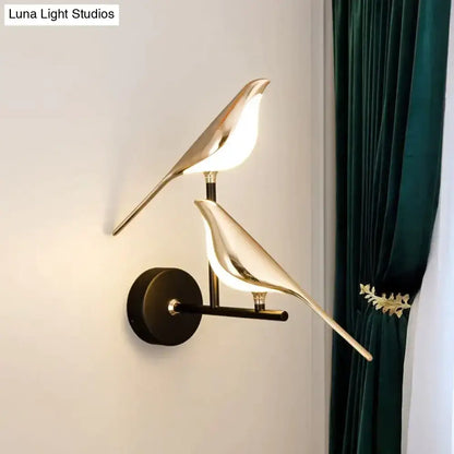 Art deco gold swan wall lamp with crystal for bedroom bedside