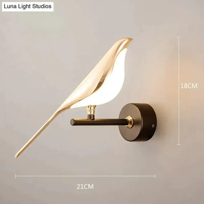 Art deco gold swan wall lamp with crystal for bedroom bedside