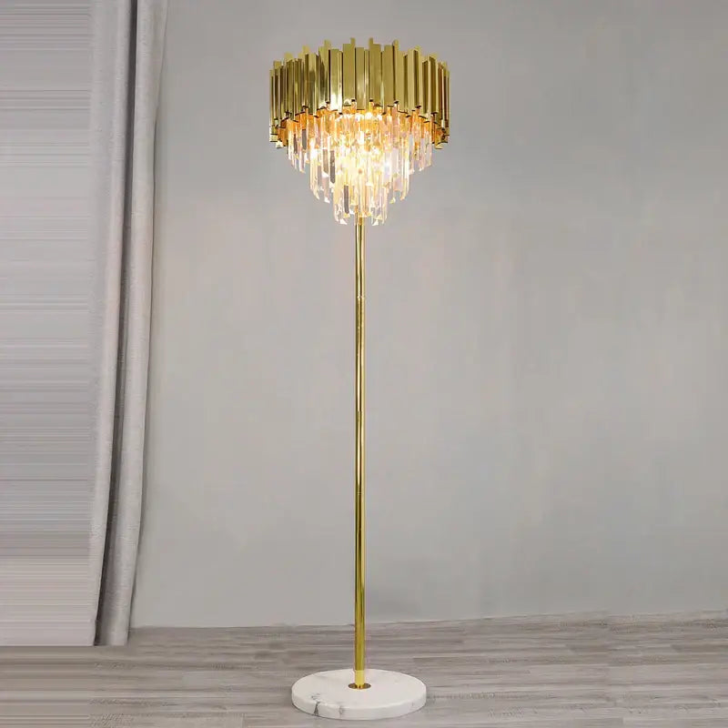 Art deco golden & black crystal marble led floor lamp living room