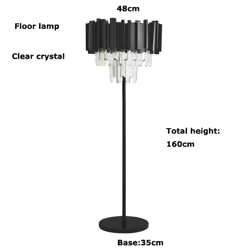 Art deco golden & black crystal marble led floor lamp living room