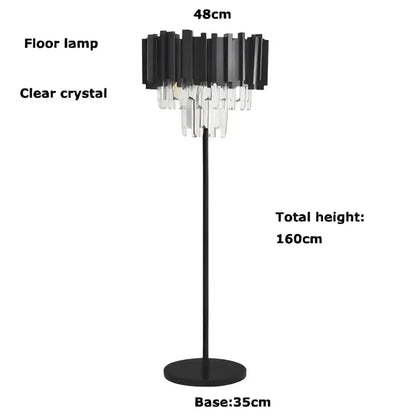 Art deco golden & black crystal marble led floor lamp living room