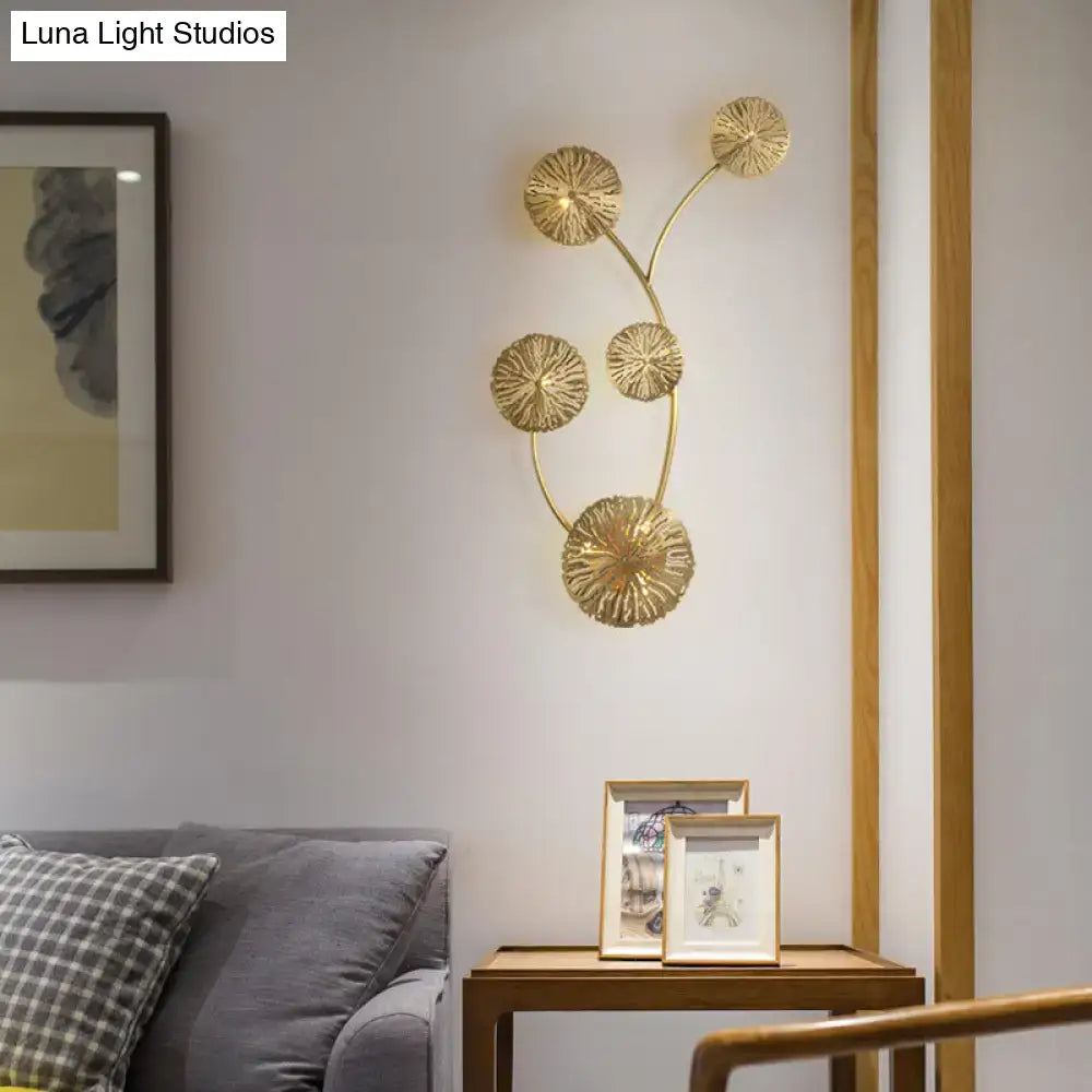 Art deco golden coral metal wall mount light fixture bedroom sconce
