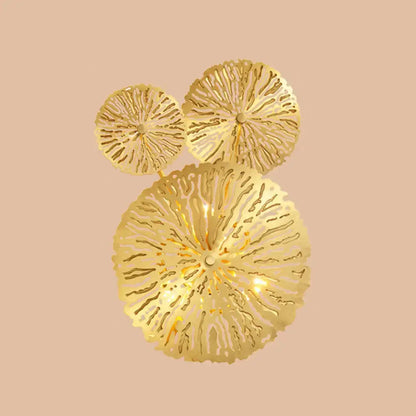 Art deco golden coral metal wall mount light fixture bedroom sconce