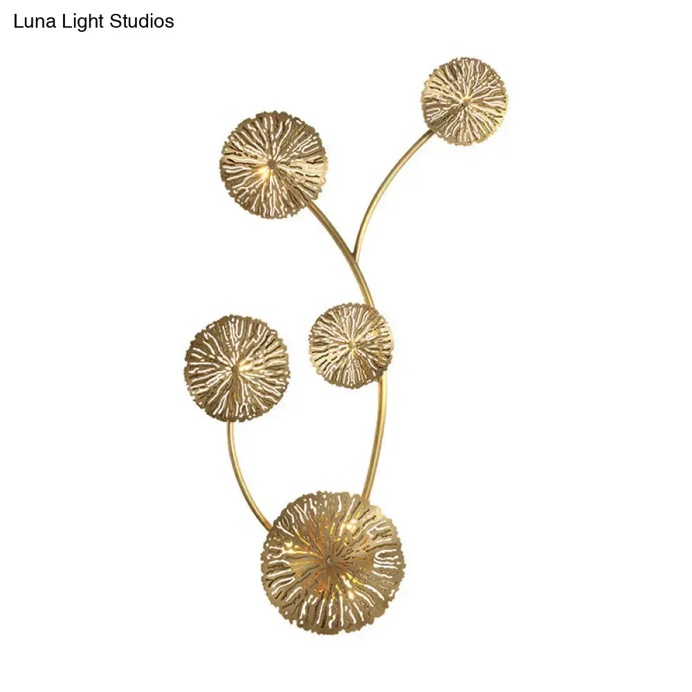 Art deco golden coral metal wall mount light fixture bedroom sconce