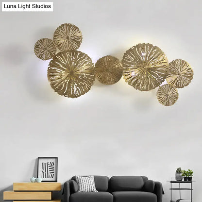 Art deco golden coral metal wall mount light fixture bedroom sconce