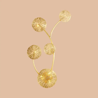 Art deco golden coral metal wall mount light fixture bedroom sconce