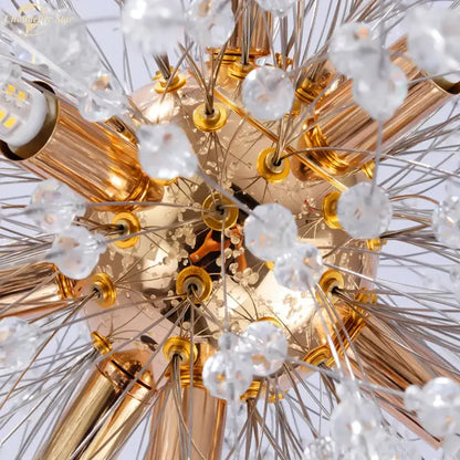 Art deco golden crystal star led chandelier living room pendant light