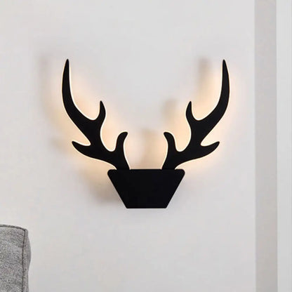 DecorBites™ Art Deco LED Antlers Acrylic Wall Sconce Light Fixture in Warm/White Light, White/Black Lamp