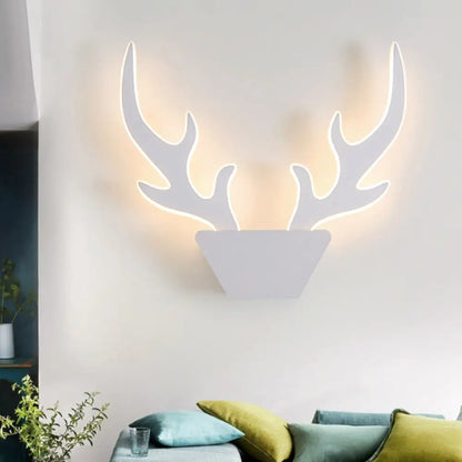 DecorBites™ Art Deco LED Antlers Acrylic Wall Sconce Light Fixture in Warm/White Light, White/Black Lamp