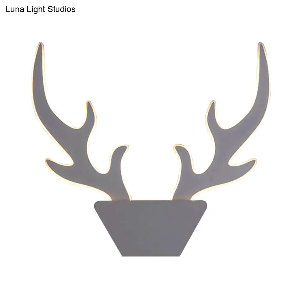 DecorBites™ Art Deco LED Antlers Acrylic Wall Sconce Light Fixture in Warm/White Light, White/Black Lamp