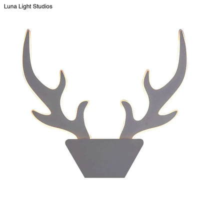 DecorBites™ Art Deco LED Antlers Acrylic Wall Sconce Light Fixture in Warm/White Light, White/Black Lamp