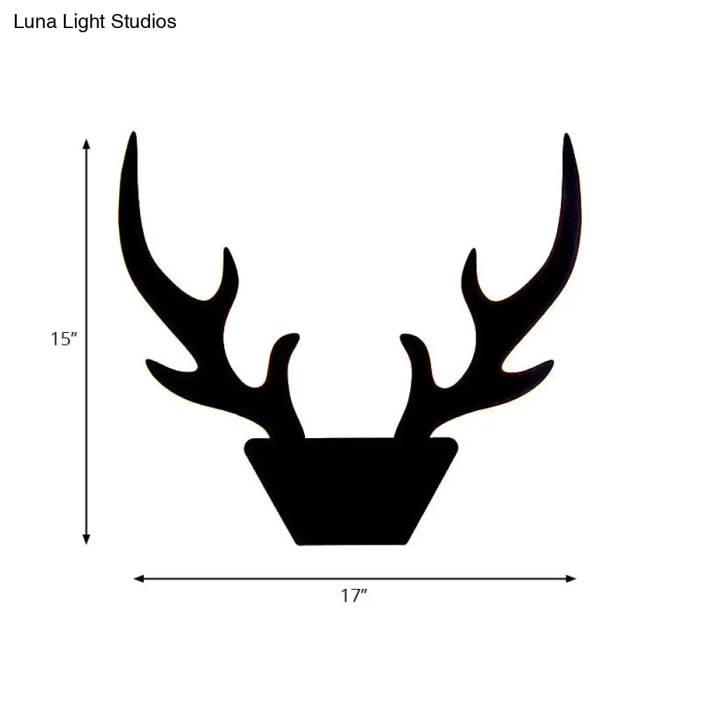DecorBites™ Art Deco LED Antlers Acrylic Wall Sconce Light Fixture in Warm/White Light, White/Black Lamp