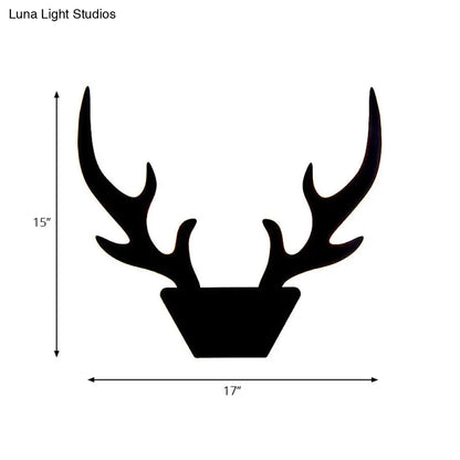 DecorBites™ Art Deco LED Antlers Acrylic Wall Sconce Light Fixture in Warm/White Light, White/Black Lamp