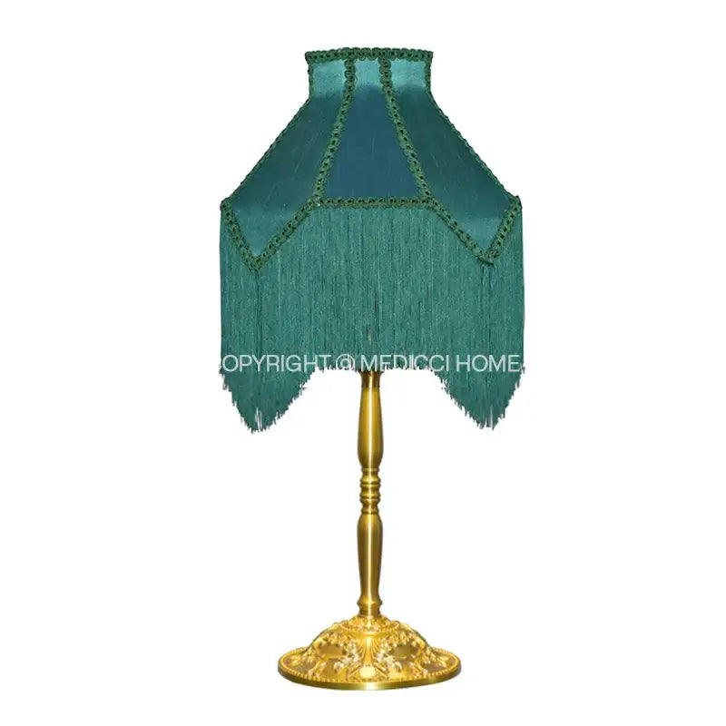 Art deco malachite green & teal velvet lampshade bedroom decor