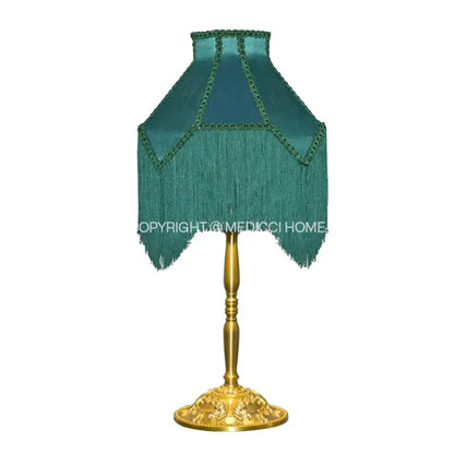 Art deco malachite green & teal velvet lampshade bedroom decor