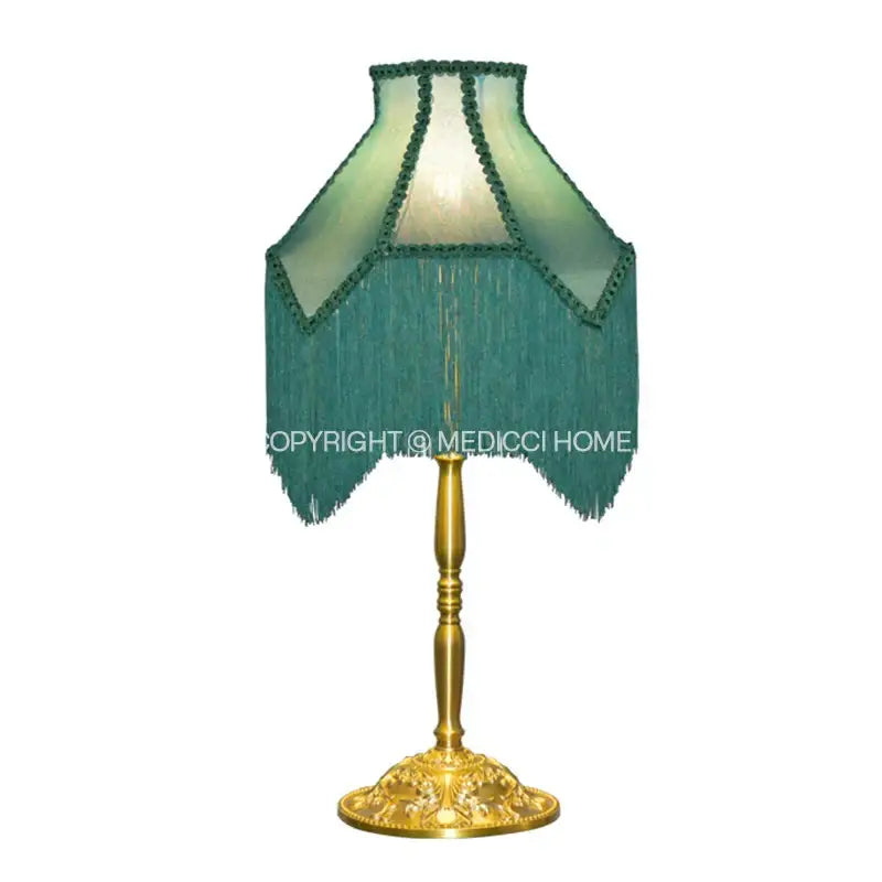 Art deco malachite green & teal velvet lampshade bedroom decor